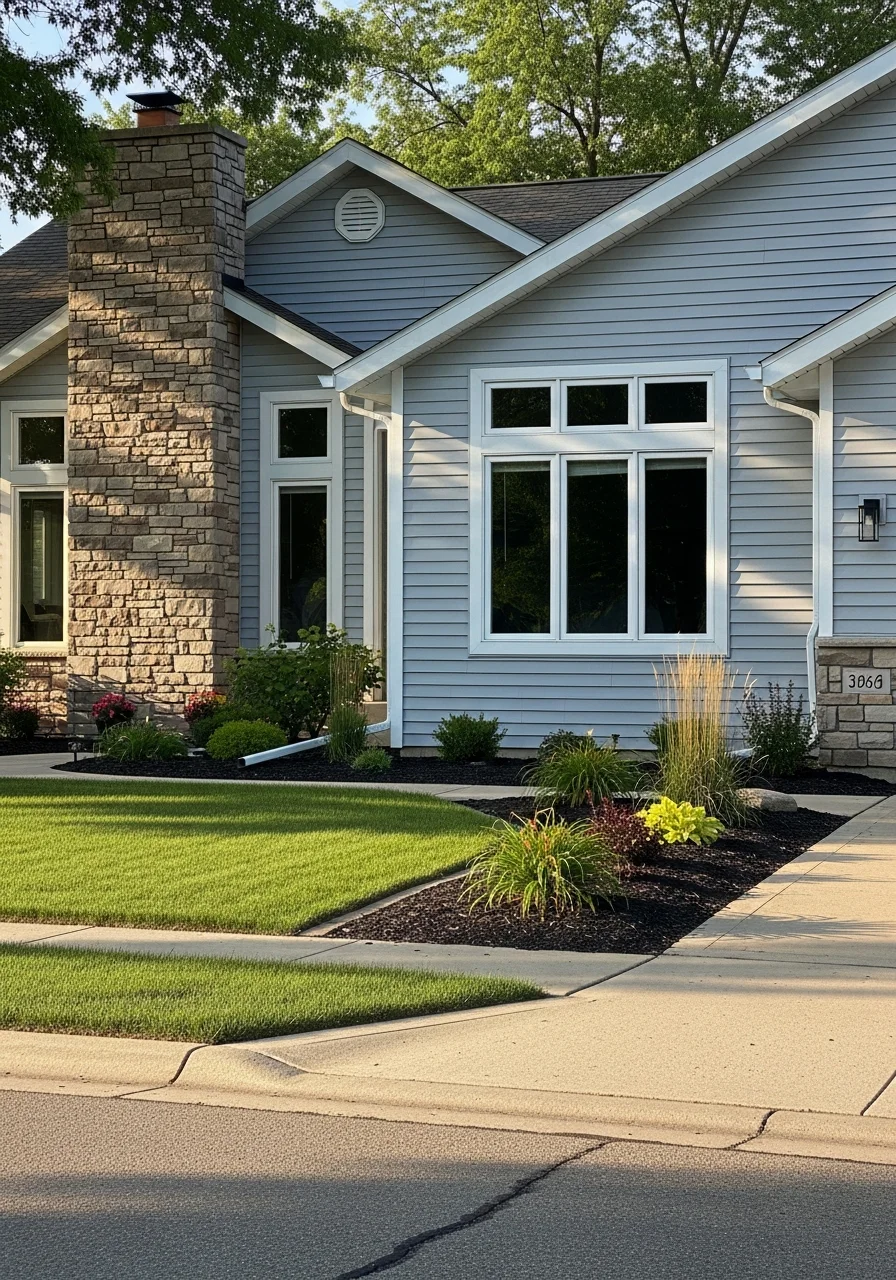 Byron Center home exterior with modern finishes and professional landscaping.