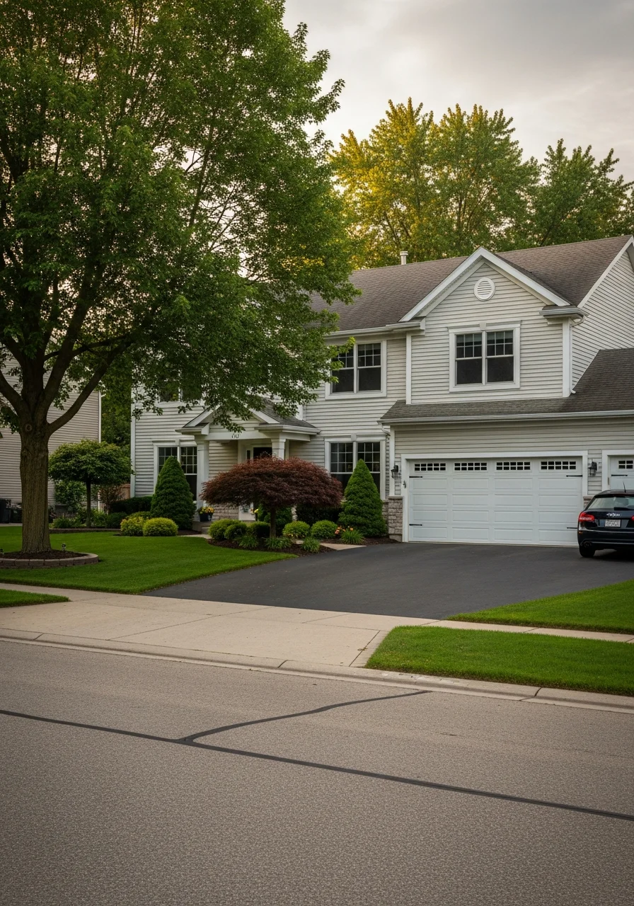 Muskegon home with quality exterior features and professional landscaping.